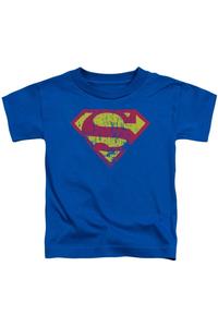 Футболка с классическим логотипом Superman для малышей с эффектом поношенности Gildan, синий