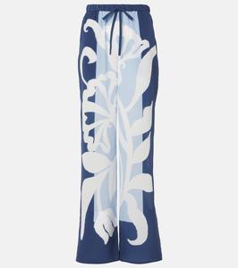 Широкие брюки из шелкового атласа с принтом Sorrento SIR, Blue Sorrento