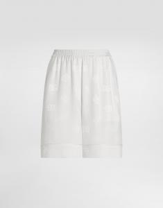 Бермуды из шелкового атласного жаккарда с принтом логотипа dg по всей поверхности Dolce & Gabbana, белый