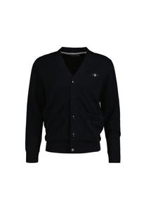 Кардиган мужской - CLASSIC COTTON V-CARDIGAN, планка на пуговицах, V-образный вырез, хлопок GANT, черный