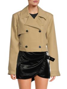 Укороченная куртка-тренч с отворотом от штормового клапана WeWoreWhat, цвет Soft Brown