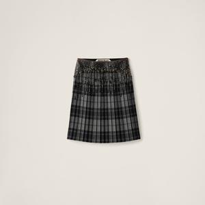 Вышитая юбка в клетку MIU MIU, серый