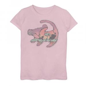 Футболка Disney's The Lion King для девочек 7-16 лет с изображением Симбы и силуэтом с рисунком, розовый