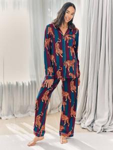 Полосатый комплект пижамы для беременных Long Maternity Chelsea Peers, Burgundy