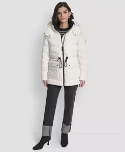Женский пуховик-анорак с капюшоном Shine DKNY, белый