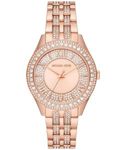 Женские часы Harlowe с тремя стрелками, браслет из нержавеющей стали цвета розового золота, 38 мм Michael Kors, золотой