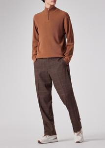 Брюки из шерсти в смешанную клетку с двумя складками