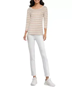 Женская футболка с лодочкой и рукавом 3/4 Three Dots, коричневый