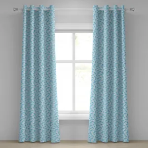 Шторы на люверсах ABAKUHAUS с акварельным рисунком, изгибы, вдохновленные океанскими волнами, с геометрическим узором в виде кругов цвета морской волны, декоративные двухпанельные шторы, 280 см x 175 см, нежно-голубой цвет Abakuhaus