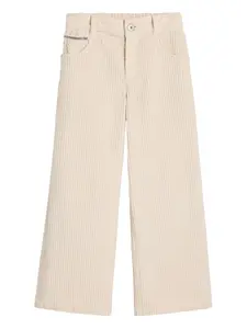 Вельветовые брюки А-силуэта Brunello Cucinelli Kids, нейтральный