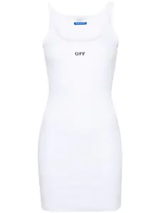 Платье мини в рубчик с логотипом OFF-WHITE, белый