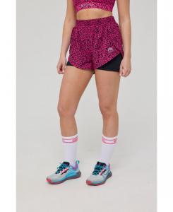 Женские беговые шорты Elite 2 в 1 - розовый леопардовый принт OOSC, Pink leopard