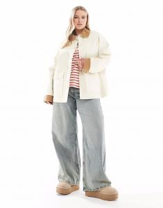 Куртка в стиле амбар ASOS DESIGN Curve с воротником-стойкой и вощеной отделкой в ​​каменном цвете ASOS Curve