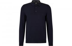 Поло с длинным рукавом и вышитым логотипом HUGO BOSS, темно-синий