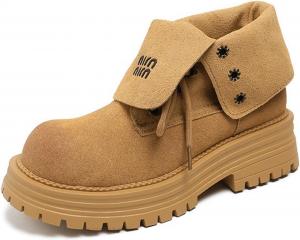 Женские замшевые высокие ботинки челси ZQW, с откидным верхом, удобные, легкие, с толстой подошвой и устойчивым каблуком, для повседневного ношения, Camel