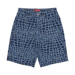 Шорты Supreme Frayed Croc Baggy Denim Short, Indigo