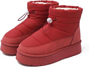 Generic Зимние женские сапоги, водонепроницаемые ботильоны на платформе с меховой подкладкой, с завязкой, красно-белые