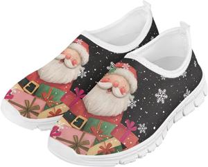 Рождественский узор, мягкие эластичные нескользящие низкие дышащие быстросохнущие кроссовки для мальчиков и девочек, легкие Watdotory, Santa Claus Gift Snowflake