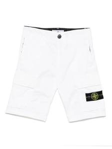 Шорты-карго из эластичного хлопка Stone Island Junior, белый