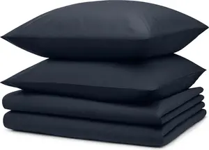 Комплект постельного белья 2 шт. 135x200 см + 2 наволочки 80x80 см - простыни из микрофибры 135x200 см - комплект постельного белья из 4 предметов, темно-синий Blumtal