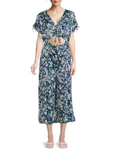 Укороченный комбинезон с цветочным вырезом Collective Concepts, цвет Navy Multicolor