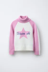 Вязаный джемпер с цветовыми блоками. коллекция лыжных костюмов Zara, розовый