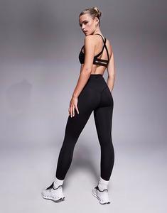 Спортивные леггинсы с высокой талией и внутренним карманом, черные 4505