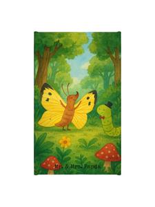 Mr. & Mrs. Panda Полотенце с изображением гусеницы и бабочки, без надписи, белого цвета