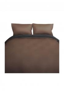 Однотонная двусторонняя постельное бельё 100% хлопок сатин молния Cofi, коричневый/антрацит 200 x 220 см