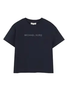 Футболка с логотипом, украшенным стразами Michael Kors Kids, синий
