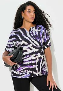 Блуза TIE-DYE FRONT SHORT SLEEVE Ulla Popken, черный