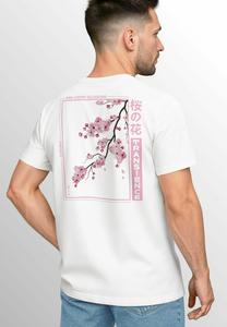 Футболка Neverless BACKPRINT JAPAN ASIEN KIRSCHBLÜTE SAKURA, Weiß/White