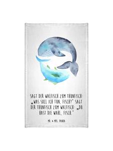 Mr. & Mrs. Panda Гостевое полотенце с изображением кита и тунца и надписью белого цвета