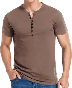 Мужская футболка хенли с коротким рукавом Slim Fit Cotton tuduoms