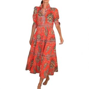 Gretchen Scott Платье миди The Damsel Plume в коралловом цвете Oliphant