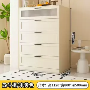 Yu Senyi Комод 1120х800х500 см для гостиной и спальни из стали в стиле модерн, 5 ящиков, бежевый