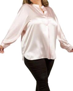 Шелковая блузка с отложным воротником и длинными рукавами цвета блеш Vince, Blush