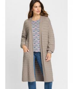 Удлиненный кардиган с интересным дизайном Olsen, Dark taupe melange