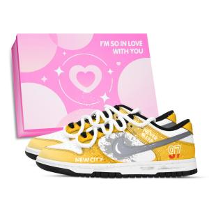 Nike Данк 97 Киз устойчивые к истиранию противоскользящие низкие скейтборд кроссовки унисекс желтый серый белый, цвет Yellow Gray White