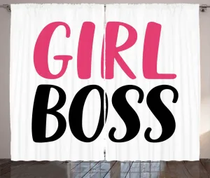 Штора ABAKUHAUS Girls Boss Rustic с простым женственным текстом, универсальная ленточная штора для гостиной с петлями и крючками, 280 x 225 см, цвет темно-розовый, цвет кока-колы Abakuhaus