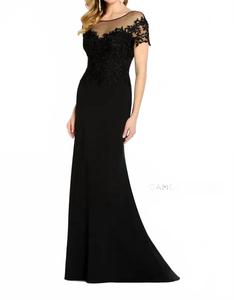Вечернее платье Illusion Bateau с кружевом в черном цвете Cameron Blake