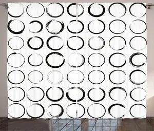 Штора ABAKUHAUS в деревенском стиле, шероховатая, круговая, мазок кистью, универсальная, для гостиной, ленточные шторы с петлями и крючками, 280 x 245 см, цвет белый/черный Abakuhaus