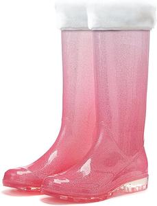 Высокие зимние дождевые ботинки водонепроницаемые противоскользящие с флисовой подкладкой, теплые ботинки для кемпинга, рыбалки, походов, езды на велосипеде, водной обуви (розовые, 7) Clingre Boutique Shop