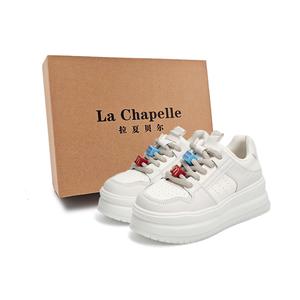 La Chapelle Кроссовки Block Sweetheart с противоскользящим и износостойким эффектом, увеличивающие рост, низкие, для скейтбординга, женские, белые