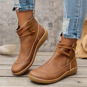 Ботильоны для женщин, женские ботильоны с застежкой-молнией, винтажные ботильоны, ботильоны на низком каблуке, осенние ботинки для женщин 2024 Eynuo, 2-Brown 6.5-7