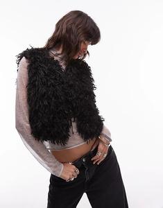 Жилет из искусственного меха ASOS DESIGN черного цвета