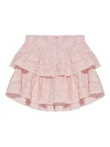 Мини-юбка с оборками и ярусами Loveshackfancy, розовый