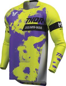 Детская мотокроссовая майка Thor launchmode bleach, Green/Purple