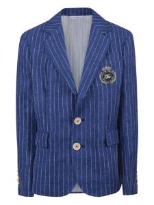 Детский льняной блейзер Dolce & Gabbana Kids, синий