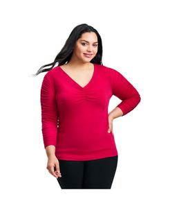 Женская блузка Naomi с V-образным вырезом и присборенными рукавами AVENUE, Persian red